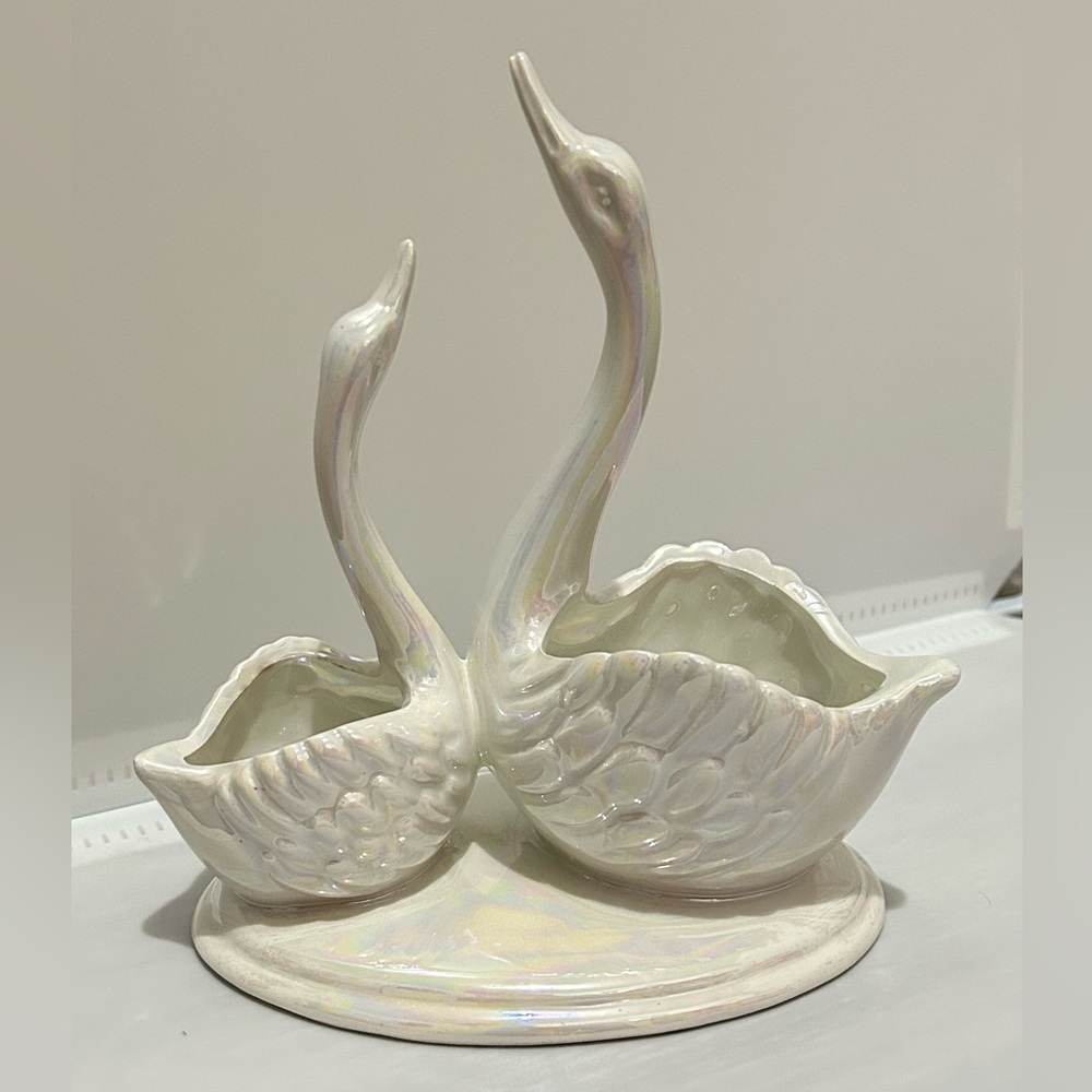 Vintage Porcelain Swan Sculpture